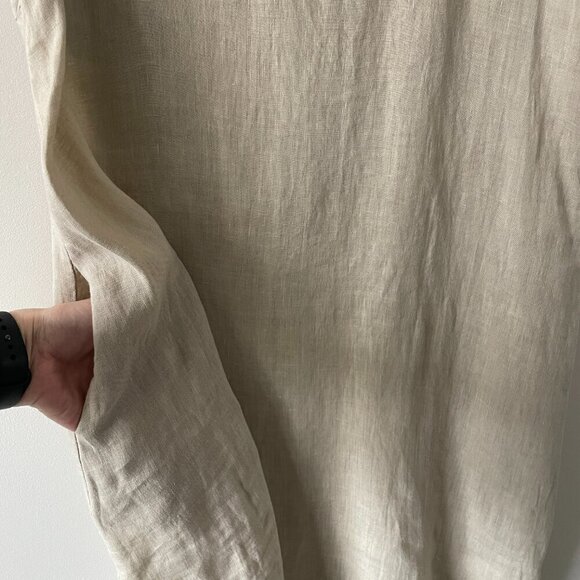 Sarah Pacini Linen Pullover V-Neck Casual Sleeveless Mini Dress Brown XS - Picture 6 of 8